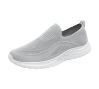 Xbemkste Scarpe sportive da uomo, alla moda, modello semplice, tinta unita, leggere, fondo piatto, comodi slip on scarpe casual, grigio., 39 EU