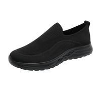Xbemkste Scarpe sportive da uomo, alla moda, modello semplice, tinta unita, leggere, fondo piatto, comodi slip on scarpe casual, Nero , 39 EU