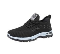 Xbemkste Scarpe sportive da uomo per il tempo libero, slip on traspiranti, alla moda, piatte, scarpe da passeggio, Nero , 41 EU
