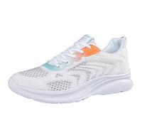 Xbemkste Sneaker da uomo con tacchi corti, in pelle, con tacchi alti, alla moda, con chiusura lampo, da uomo, bianco, 38.5 EU