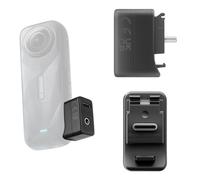 XBERSTAR Adattatore microfono per Insta 360 X5 Adattatore audio esterno per microfono Type-C e porte audio da 3,5 mm Supporto caricabatterie