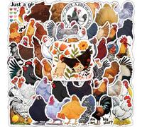 Xbessc 60 Pezzi Adesivi a Forma di Pollo Chicken Stickers Pasqua in Vinile | Impermeabile Simpatici Adesivi Agricoli Bambini Stickers con Pollo dei Cartoni Animati per Libri Laptop Diario Album