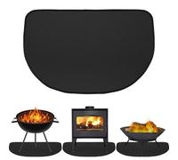 Xbessc Tappeto Ignifugo per Camino, 40 x 60 cm Tappetino Ignifugo per Stufa a Legna, Tappeto per Stufa Nero, Tappetino per Camino Semicircolare per la protezione del pavimento da scintille