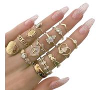 XBFOCNH 15 anelli da donna in acciaio inossidabile, impilabili con anello a falange set, Knuckle Midi