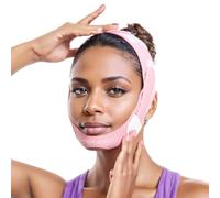 XBFOCNH Doppio maschera Riutilizzabili a V,Fascia per il lifting del viso,Adatto a tutte le forme del viso, rosa