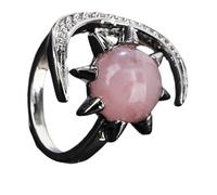 xbiez Anelli di cristallo naturale stella luna con misura regolabile per le donne gioielli di moda regalo fatto a mano accessori per dita Comfort Fit cristallo liscio, Misura unica, come descritto