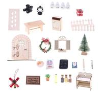xbiez Decorazione a stella in legno, 30 pezzi, accessori per la casa in miniatura per feste e mobili natalizi
