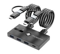 xbiez Efficiente USB C e USB3.0 KVM Switcher per la gestione di più dispositivi attraverso due computer senza problemi di cavo Due controllo del computer