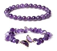 xbiez Elegante cristallo perline per le donne con pietre preziose naturali e farfalla accento creativo braccialetto gioielli donna cristallo, Misura unica, come descritto