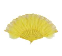 xbiez Elegante ventaglio in pizzo piumato per le donne anni '20 stile vintage flapper pieghevole ventilatore palmare per feste cosplay eventi pieghevole piumato
