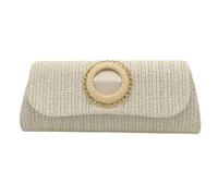 xbiez Pochette in paglia Borsa per le donne Borsa a tracolla Estati Spiaggia Borse a tracolla Busta Portafoglio Borse da sera in tessuto Regali Pochette di paglia per le donne, bianco, One Size