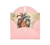 XBKGOHA Biglietto di auguri rosa con motivo anatomia umana stampato per inviti per feste di compleanno