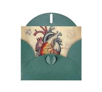 XBKGOHA Biglietto di auguri verde scuro con grafico a cuore con anatomia umana stampato per inviti per feste di compleanno