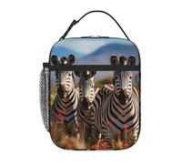 XBKGOHA Borsa termica portatile per il pranzo, motivo: zebre sul Sud Africa, riutilizzabile, durevole, per uomini e donne