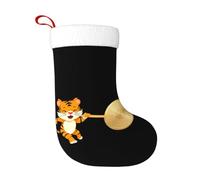 XBKGOHA Calze decorative natalizie Little tiger beating the gong Immagine utilizzata per attività della comunità, spettacoli teatrali e riunioni di festa