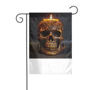 XBKGOHA Ferro e rame teschio candela Immagine Giardino pennone esterno cortile decorazione moda 12x18 pollici