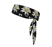 XBKGOHA Foulard sportivo con motivo giglio con gocce d'acqua, assorbe il sudore e traspirante, fascia per capelli con movimento, fazzoletto su entrambi i lati