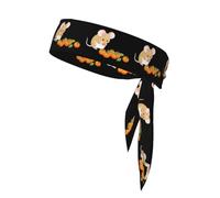 XBKGOHA Foulard sportivo con motivo topolino che mangia cachi, assorbe il sudore e traspirante, fascia per capelli con movimento, fazzoletto su entrambi i lati