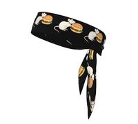 XBKGOHA Foulard sportivo con motivo topolino che mangia hamburger, assorbe il sudore e traspirante, fascia per capelli con movimento, fazzoletto su entrambi i lati