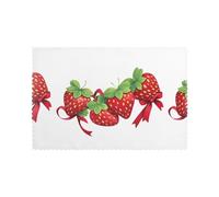 XBKGOHA Fragole legate con un fiocco Immagine Tovaglietta resistente, impermeabile, facile da pulire, resistente al calore, antiscivolo set di tovagliette