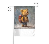 XBKGOHA Il piccolo orso che viaggia intorno al mondo Immagine Garden pennone esterno cortile decorazione moda 30,5 x 45,7 cm