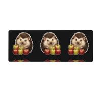 XBKGOHA Little Hedgehog Who Loves To Eat Apple Picture - Tappetino per mouse extra large, forte adesione, durevole, bordo di bloccaggio preciso 30,5 x 80 cm
