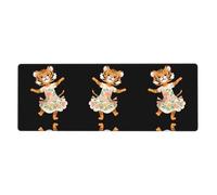 XBKGOHA Little Tiger Dancing in Floral Dress Picture - Tappetino per mouse extra large, forte adesione, durevole, bordo di bloccaggio preciso 30,5 x 80 cm