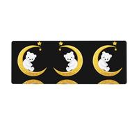 XBKGOHA Little White Bear On The Golden Crescent Moon Picture - Tappetino per mouse extra large, forte adesione, durevole, bordo di bloccaggio preciso 30,5 x 80 cm