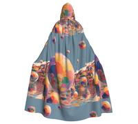 XBKGOHA Mantello con cappuccio colorato con stampa di Bubble World, per adulti, senza cerniera, comodo per feste in costume