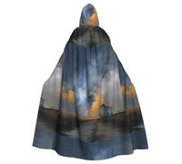 XBKGOHA Mantello con cappuccio per adulti con stampa di campagna sotto le stelle, senza cerniera, comodo per feste in costume
