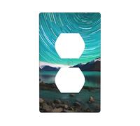 XBKGOHA Pannello decorativo da parete con doppia presa, motivo aurora boreale, verde, per aree residenziali e commerciali, 11,4 x 7 cm