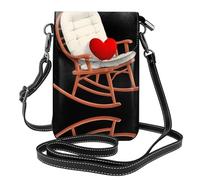 XBKGOHA Piccola borsa per cellulare 19,3 x 12,4 cm, cuscino a forma di cuore su sedia a dondolo stampa in pelle a tracolla custodia per telefono per donne, perfetta per passeggiate, campeggio