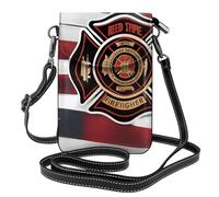 XBKGOHA Piccola borsa per telefono cellulare 19,3 x 12,4 cm a righe rosse vigile del fuoco bandiera Usa stampa in pelle a tracolla custodia per telefono per donne, perfetta per passeggiate, campeggio