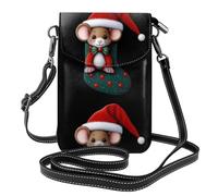 XBKGOHA Piccola borsa per telefono cellulare 19,3 x 12,4 cm, con stampa a forma di topolino con calza di Natale, in pelle, custodia per telefono da donna, perfetta per passeggiate, campeggio