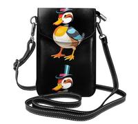 XBKGOHA Piccola borsa per telefono cellulare 19,3 x 12,4 cm, motivo: anatra mandarino che indossa un cappello a cilindro in pelle con stampa a tracolla, custodia per telefono da donna, perfetta per