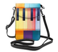 XBKGOHA Piccola borsa per telefono cellulare 19,3 x 12,4 cm tastiera pianoforte colorata stampa musica in pelle a tracolla custodia per telefono per donne, perfetta per passeggiate, campeggio