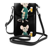 XBKGOHA Piccola borsa per telefono cellulare 19,3 x 12,4 cm topo bere birra stampa in pelle a tracolla custodia per telefono per donne, perfetta per passeggiate, campeggio