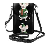 XBKGOHA Piccola borsa per telefono cellulare 19,3 x 12,4 cm topo in costume natalizio stampa pelle a tracolla custodia per telefono per donne, perfetta per passeggiate, campeggio