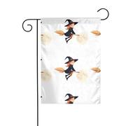 XBKGOHA Piccola strega che cavalca una scopa nel cielo Immagine Giardino pennone esterno cortile decorazione moda 30,5 x 45,7 cm