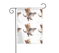 XBKGOHA Piccolo gatto cattura pesce Immagine Giardino pennone esterno cortile decorazione moda 30,5 x 45,7 cm