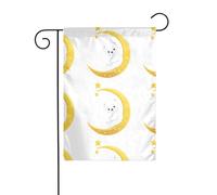 XBKGOHA Piccolo orso bianco sulla mezzaluna dorata Immagine Giardino pennone esterno cortile decorazione moda 30,5 x 45,7 cm