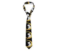 XBKGOHA Piccolo orso bianco sulla mezzaluna d'oro Stampato Cravatta da uomo stile classico vestito cravatta adatta per vacanze e lavoro