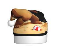 XBKGOHA Piccolo orso che gioca nella sabbia Stampa Cappello di Natale per adulto accessorio di qualità morbido, leggero e soffice