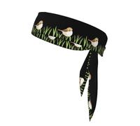 XBKGOHA Piccolo passero nel campo di riso Pattern Foulard sportivo, assorbe il sudore e traspirante, fascia movimento, fazzoletto su entrambi i lati