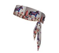 XBKGOHA Runner svedese Dala Horse Folk Pattern Foulard sportivo, assorbe il sudore e traspirante, fascia movimento, fazzoletto su entrambi i lati