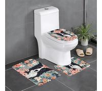XBKGOHA Set di 3 tappetini antiscivolo Border Collie Florals con immagine floreale per il massimo comfort, bagno principale