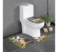 XBKGOHA Set di 3 tappetini antiscivolo con immagine di bulldog inglesi per il massimo comfort, bagno principale
