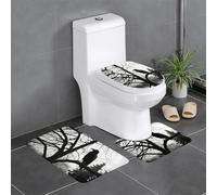 XBKGOHA Set di 3 tappetini antiscivolo con immagine di corvo sul ramo per il massimo comfort, per bagni padronali