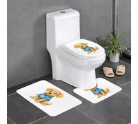 XBKGOHA Set di 3 tappetini antiscivolo con immagine di cucciolo blu plaid tappeto da bagno per il massimo comfort, bagno principale