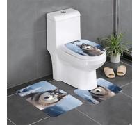 XBKGOHA Set di 3 tappetini antiscivolo con immagine di Husky siberiano, per il massimo comfort, bagno principale